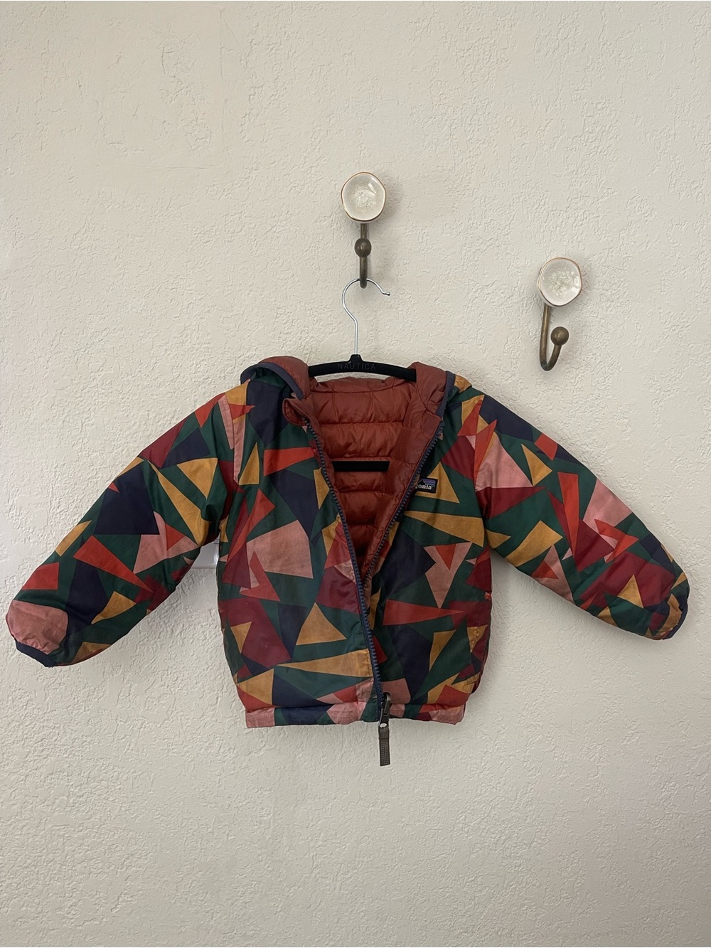 Kids Patagonia Geometric Puffer Jacket - Rust Multi